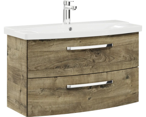 Waschtischunterschrank mit zwei Schubladen und Aufsatzwaschbecken