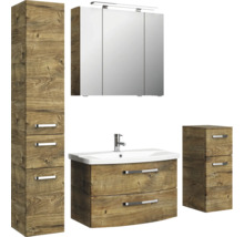 Badezimmermöbel Set mit Waschtisch, Spiegelschrank und Hochschrank