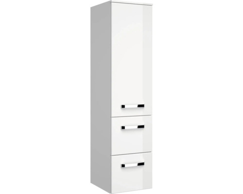 Weißer Badezimmer-Hochschrank mit drei Schubladen und Griffen