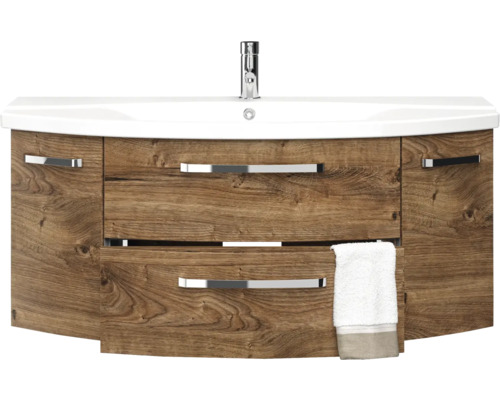 Waschtischunterschrank mit Waschbecken, Armatur und Handtuch