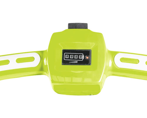 Vue de dessus d''un outil de jardin avec indicateur de niveau de batterie