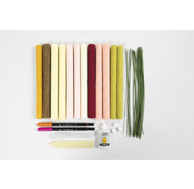 Krepppapier-Bastelset mit Papier, Blumendraht, Klebstoff und Stiften für Blumenkunstprojekte