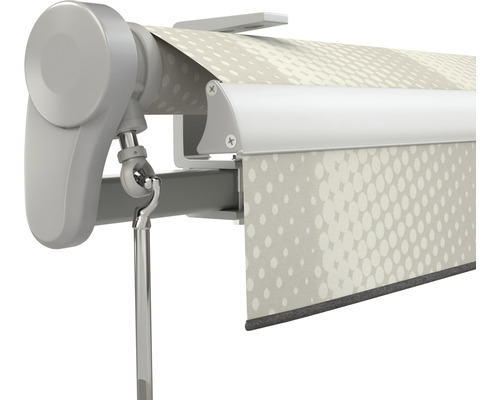 Detailansicht einer Markise mit Punktmuster
