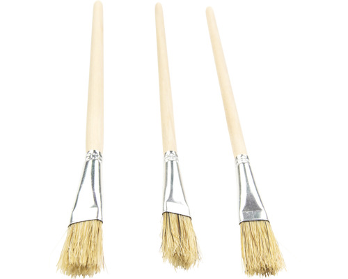 Trois brosses à radiateur avec manche en bois et poils naturels