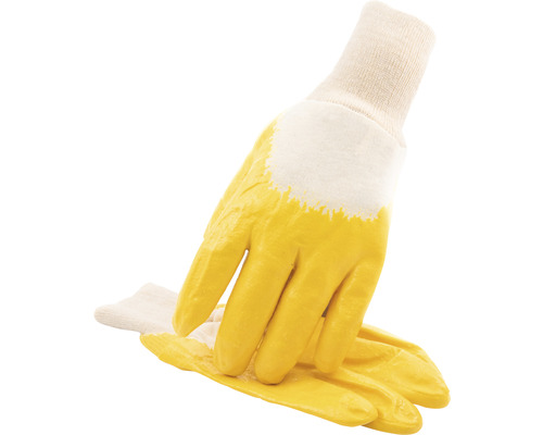Gelbe Arbeitshandschuhe mit Stulpe