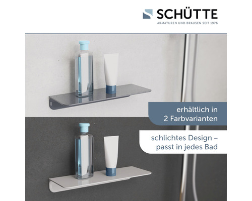 Badezimmerablage mit Kosmetikprodukten in zwei Farbvarianten