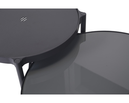 Vue détaillée d''une table d''appoint avec deux plateaux ronds