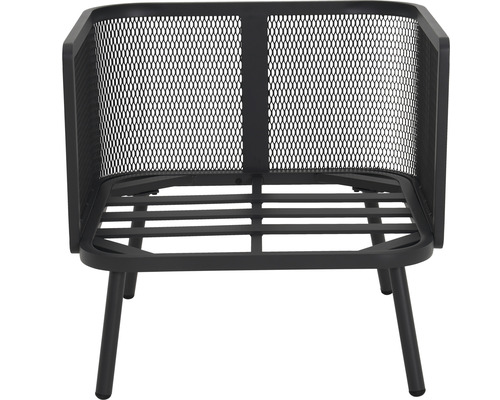 Cadre métallique d''un fauteuil de jardin avec structure en filet