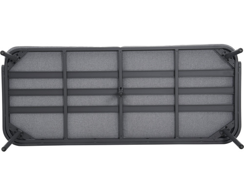 Dessous d''une table de jardin avec cadre métallique et revêtement en tissu