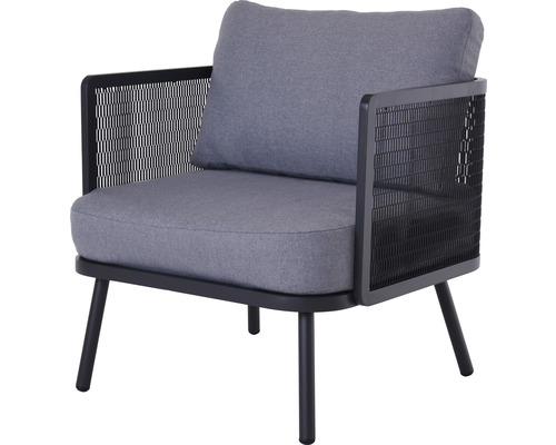 Fauteuil de jardin avec coussin et structure en métal