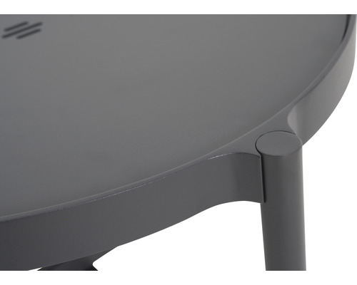 Gros plan d''un plateau de table de jardin rond avec pied de table