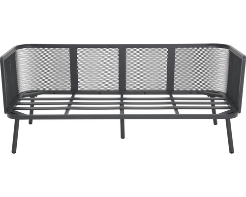 Banc de jardin gris en métal avec structure en maille