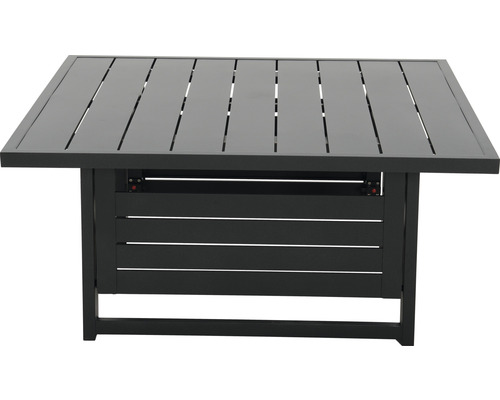 Table de jardin carrée en aluminium avec design à lamelles