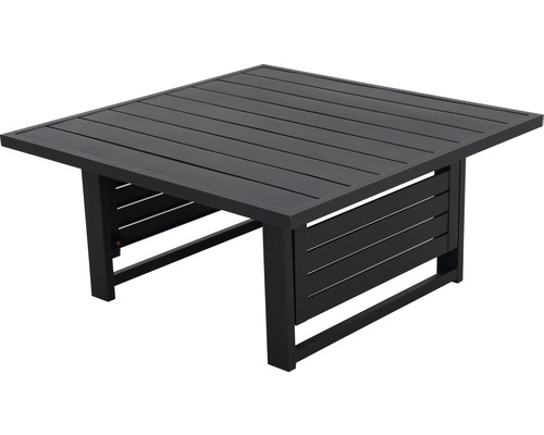 Table de jardin carrée en aluminium avec un design à lattes