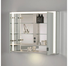 Armoire de toilette éclairée avec étagères en verre pour ranger les accessoires de salle de bain