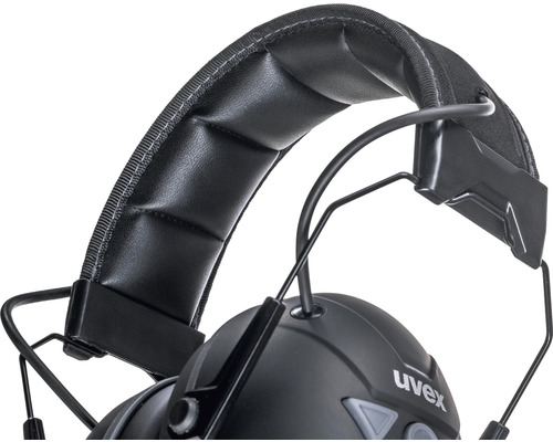 Detailaufnahme eines schwarzen Uvex Gehörschutzes