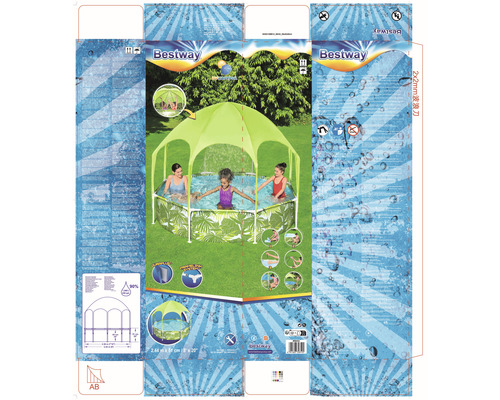 Verpackung eines Bestway Planschbeckens mit Sonnendach für Kinder