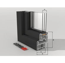Kunststofffenster 1-flg. ARON Basic weiß/anthrazit 800x1000 mm DIN Links-thumb-3