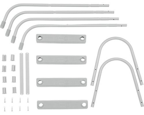 Einzelteile eines Duschvorhanghalters