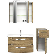 Badezimmerset mit Waschbeckenunterschrank, Spiegelschrank und Seitenschrank