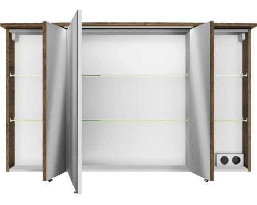 Spiegelschrank mit offenen Türen und Glasablagen