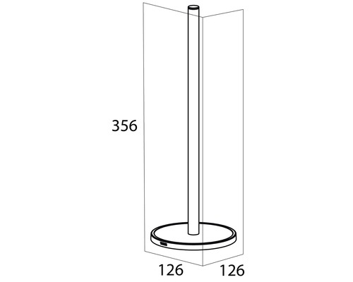 Technische Zeichnung eines Toilettenpapierhalters mit Maßangaben