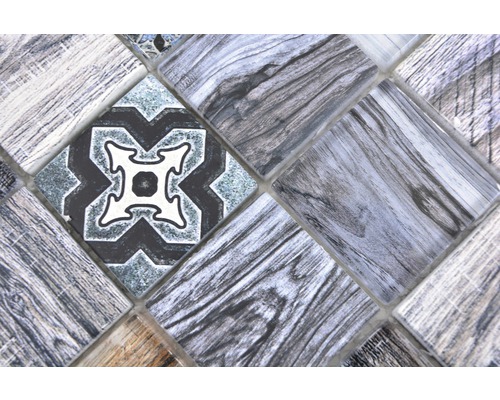 Mosaïque avec aspect bois et motif