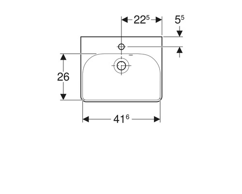 Dessin technique d''un lavabo avec indications de dimensions