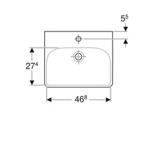 Dessin d''un lavabo avec indications de dimensions