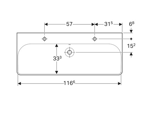Schéma technique d''un lavabo avec dimensions