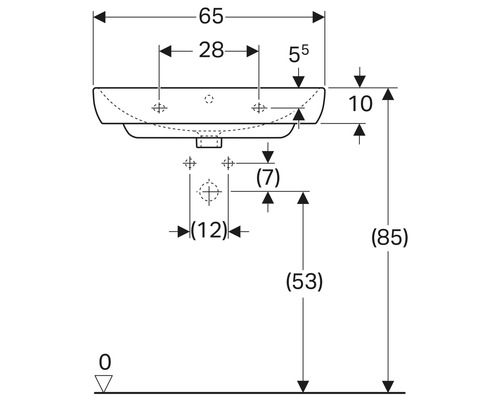 Dessin technique d''un lavabo avec dimensions