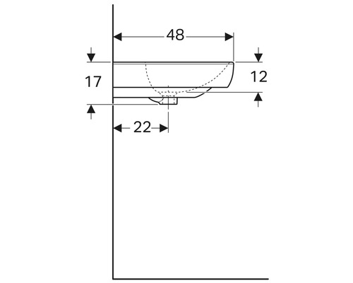 Dessin technique d''un lavabo avec dimensions