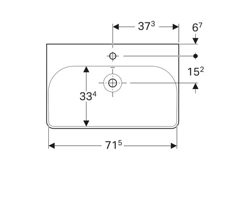 Dessin technique d''un lavabo avec indications de dimensions