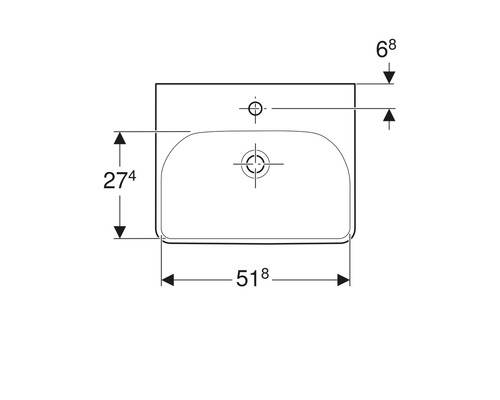 Dessin technique d''un lavabo avec dimensions