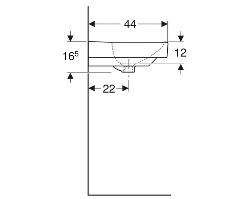 Schéma technique d''un lavabo avec dimensions
