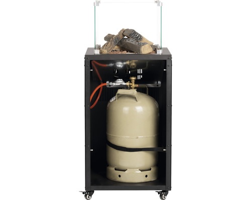 Gasfeuerstelle mit Gasflasche im Gehäuse