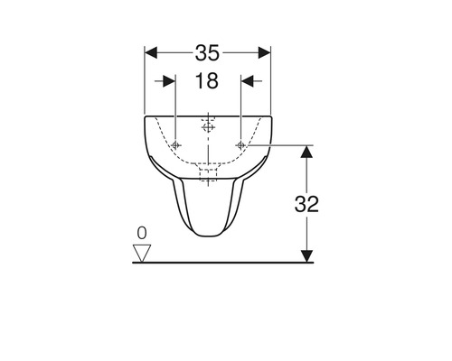 Technische Zeichnung Waschbecken mit Maßangaben