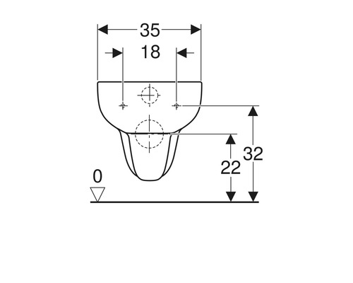 Technische Zeichnung eines WCs mit Maßangaben