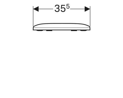 Skizze eines Toilettendeckels mit Breitenangabe 355 Millimeter
