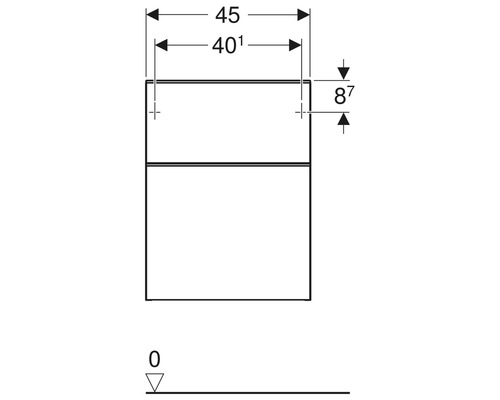 Dessin technique d''un meuble sous-lavabo avec indications de dimensions