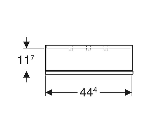 Technische Zeichnung Waschtischunterschrank mit Maßangaben 444 mm und 117 mm