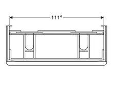 Schéma technique d''un meuble sous-lavabo avec indication de la dimension 1114