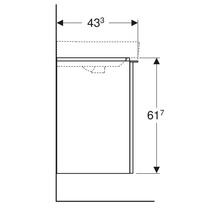 Schéma technique d''un meuble sous-lavabo avec les dimensions 433 et 617 millimètres.