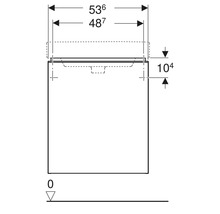 Schéma technique d''un meuble sous-lavabo avec indications de mesure