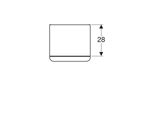 Dessin technique d''un objet rectangulaire avec indication de la hauteur de 28 millimètres