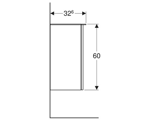 Dessin technique d''une armoire de salle de bain avec les dimensions 326 et 60.