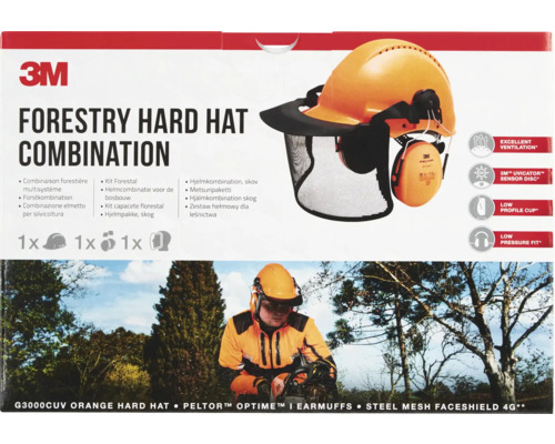 Ensemble casque forestier 3M avec protection faciale et protection auditive