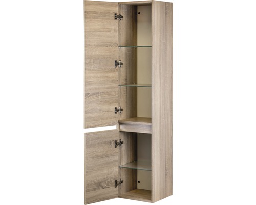 Offener Hochschrank mit Einlegeböden aus Glas