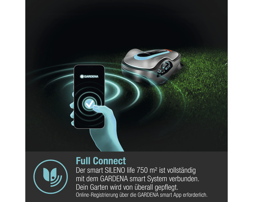 Gardena Sileno Life Mähroboter verbunden mit Smartphone zur Gartenpflege