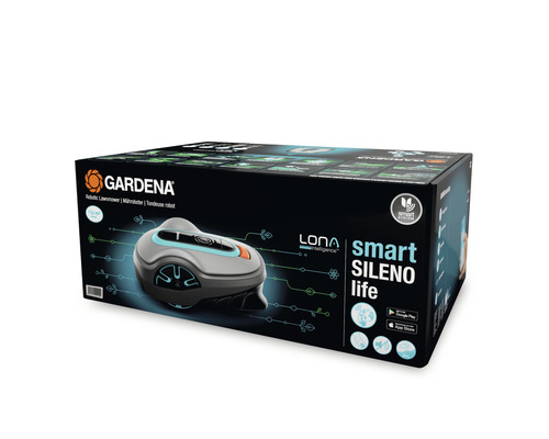 Verpackung eines Gardena Mähroboters
